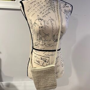 Elegant Cream Woven Crossbody Bag